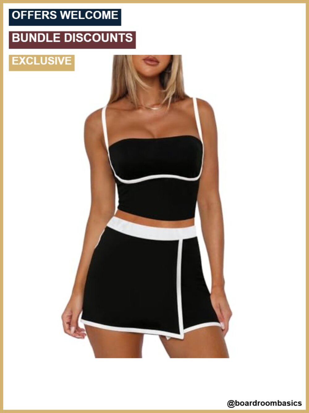Womens Tank Top & Skort Set with Built in Bra Nylon Spandex Tennis Athletic